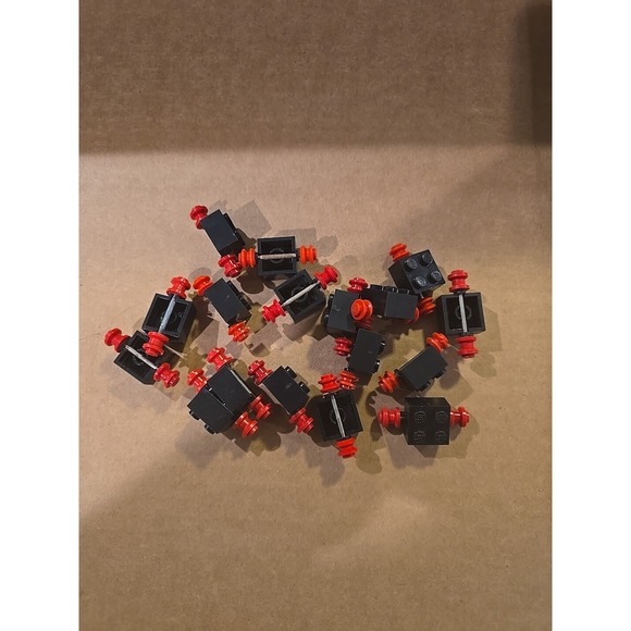 Lego Other - LEGO Technic Brick 1x2 with Axle Hole Lot of Black Red Parts Pieces